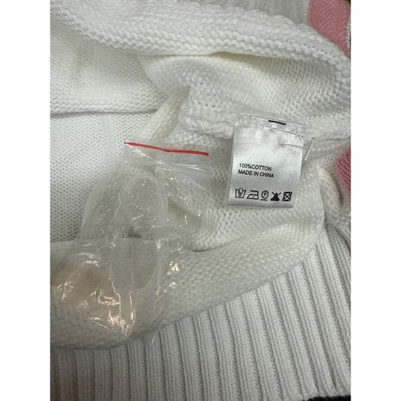 Pink Pineapple Pawleys Island White Sweater With Pink Crab & Green Stripes - Picture 4 of 7